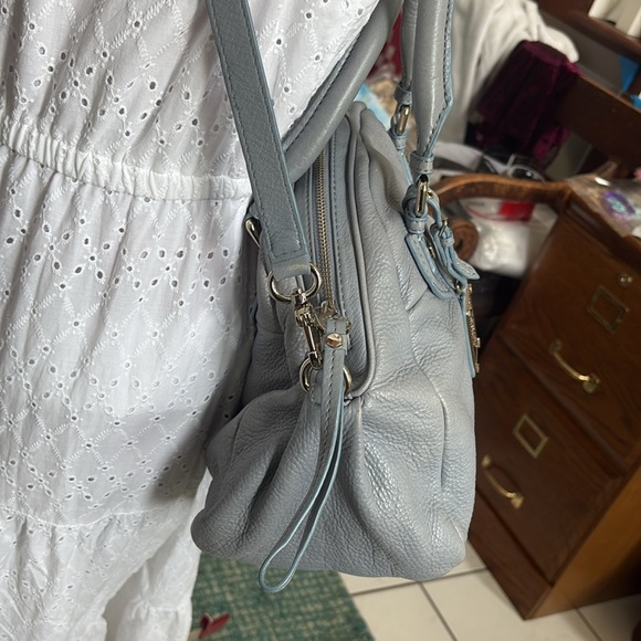 Marc Jacobs  Dome top satchel shoulder bag  Crossbody bag  leather blue gray EUC - Picture 8 of 17